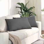 Coussin - vidaxl - 80 x 40 cm - 2 pi�ces - gris fonc� - housse zipp�e d�houssable