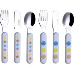 Couverts pour enfants - exzact - 6 pi�ces - inox 18 / 10 - poign�es en plastique - motifs �toiles et ...