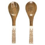 Couverts  salade - dune - terracotta - bois de manguier - 2 pices - multicolore