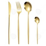 Couverts de table 1 set 4 pcs service de table en acier inoxydable 304 de vaisselle en or service de ...