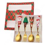 Couverts de table 4 pcs cuillre de nol en acier inoxydable cuillre  caf de nol arbre de nol adapt ...