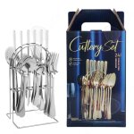Couverts de table service 24 pièces 4 couverts ustensiles cuisine acier inoxydable couverts coffret cadeau ... Couverts de table service 24 pièces 4 couverts ustensiles cuisine acier inoxydable couverts coffret cadeau ...