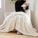 Couverture 150x200cm plaid polaire sherpa en laine pelucheuse et douce  poils chauffant pour aider  ...