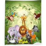 Couverture animaux de la jungle 130x150 dessin anim zoo lion cerf girafe singe polaire couverture flanelle ...