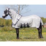 Couverture anti - mouches pour cheval avec masque - grand cou qhp - gris - 135 cm (longueur totale: 185 ...
