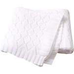 Couverture b�b� tricot�e ultra douce blanche 80 x 100 cm