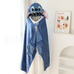 Couverture  capuche lilo et stitch avec oreilles 3d 100x150cm - couverture de camping poncho confortable ...