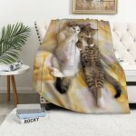 Couverture chat 3d plaid polaire 130x150 animaux mignons couverture en flanelle chaton couvertures et ...