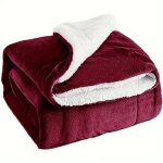 Couverture chaude en sherpa douce et paisse rversible pour lit 100 x 120 cm vin rouge idale pour lhiver ...