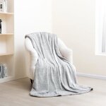 Couverture gaufr�e douce - paco home - 200x240 cm - gris - moelleux - polaire - chaude - jet� de canap� ...