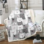 Couverture imprim�e de chat de dessin anim�couvertures polaires � motif animal mignoncouverture en microfibre ...