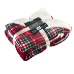Couverture en microfibre sherpa couverture en flanelle couvre - lit 150x200 cm carreaux rouge Couverture en microfibre sherpa couverture en flanelle couvre - lit 150x200 cm carreaux rouge