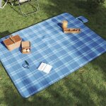 Couverture de pique nique pliable carreaux bleu 200x150 cm