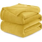 Couverture plaid polaire - wavve - microfibre douce chaude et respirante - 150x200 - jaune