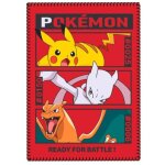 Couverture - pokemon - pikachu - 100 x 140 cm - rouge - polyester