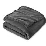 Couverture polaire 150x200cm - plaid 2 personnes doux et chaud - qualit� sup�rieure gris fonc� - canap� ...