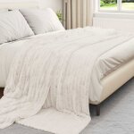 Couverture polaire cr�me vidaxl 240 x 220 cm ? plaid doux et l�ger