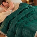Couverture polaire pour lit double 200cmx230cm couverture dhiver douce et chaude en flanellevert foncélinge ... Couverture polaire pour lit double 200cmx230cm couverture dhiver douce et chaude en flanellevert foncélinge ...