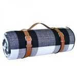 Couverture de pique - nique tapis nappe imperm�able - 200 x 200 cm - carreaux noirs - linxor