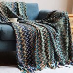 Couverture tribale jet de canap plaid grande taille colore dcoratif bohme bleu130 * 200cm