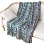 Couverture tricot�e duveteuse � rayures bleues douce et chaude petite couverture pour canap� - lit 130 ...