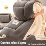 Couverture220x240cm plaid double face doux et chaud paissir couverture polaire en sherpa 5kg plaid jet ...
