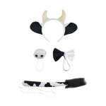 Couvre - chef halloween - einnenffer - serre - t�te vache - 4 pi�ces - noir et blanc - accessoire enfant ...