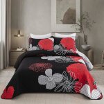 Couvre - lit 240x260 cm � motif floral bleu marine jet� de lit couvre - lit d�t� doux jetee de lit