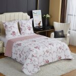 Couvre - lit boutis pais matelass - b - 1 - 143 - 220x240cm - 2 taies 65x65cm - rose - lavable