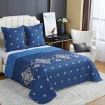 Couvre - lit boutis �pais - b - 1 - 147 - 220x240cm - 2 taies 65x65cm - dessin imprim� double face - ...