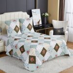 Couvre - lit boutis pais matelass - b - 1 - 154 - 220x240cm - 2 taies 65x65cm - vert - lavable