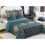 Couvre - lit boutis �pais matelass� - b - 1 - 160 - 220x240cm - 2 taies 65x65cm - vert