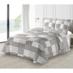 Couvre - lit boutis �pais matelass� 220x240cm avec 2 taies 65x65cm m23 - 6052