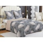 Couvre - lit boutis pais matelass - fanny & cline - 220x240cm - 2 taies 65x65cm - gris - lavable