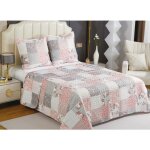 Couvre - lit boutis pais matelass - fanny & cline - 220x240cm - 2 taies 65x65cm - rose - lavable