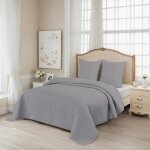 Couvre - lit boutis de lux percale pur coton 230x250cm - fanny & cline - gris - uni - lavable