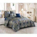 Couvre lit - brenda - 5 pcs - bleu - 220x240 cm - 100% polyester