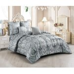 Couvre lit - brenda - 5 pcs - gris - 220x240 cm - 100% polyester - chambre