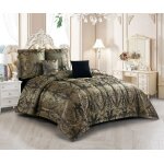 Couvre lit - brenda - 5 pcs - noir - 220x240 cm - 100% polyester - lavable