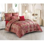 Couvre lit - brenda - bordeaux - 5 pcs - 220x240 cm - 100% polyester Couvre lit - brenda - bordeaux - 5 pcs - 220x240 cm - 100% polyester