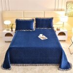 Couvre lit couleur unie velours king sizedessus lit r�versible patchworkdouceur couvre lit 150x230cm#bleu ...