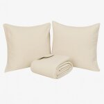 Couverture couvre lit 260 x 240 cm avec taies lilou beige