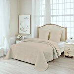 Couvre - lit matelass� - lux - m23 - 7001 - 230x250cm - 2 taies 65x65cm - beige uni
