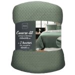 Couvre lit matelassé - 220 x 240 cm + taies - effet velours - vert Couvre lit matelassé - 220 x 240 cm + taies - effet velours - vert
