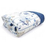 Couvre - lit matelass� avec arc marin corails et coquillages � fond ray� fabriqu� en italie chambre double ...