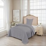 Alpes blanc - couvre lit matelass uni gris 180x240 cm
