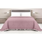 Couvre - lit matelass� avec volants en lit double assorti rose / cr�me