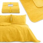 Couvre - lit palsha 260x280 cm - velours r�versible jaune laqu� oeko - tex