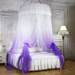 Couvre - lit - princesse - violet - dme moustiquaire - trois portes - led inclus