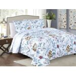 Couvre - lit quilt matelass avec 2 taies doreiller 40x40 cm - blanches bleues fleurs - sy - 5632 180x220 ...